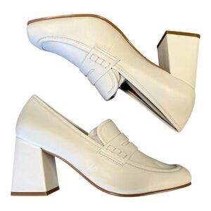 Lisa Vicky White Moxie Block Heel Pump 7.5